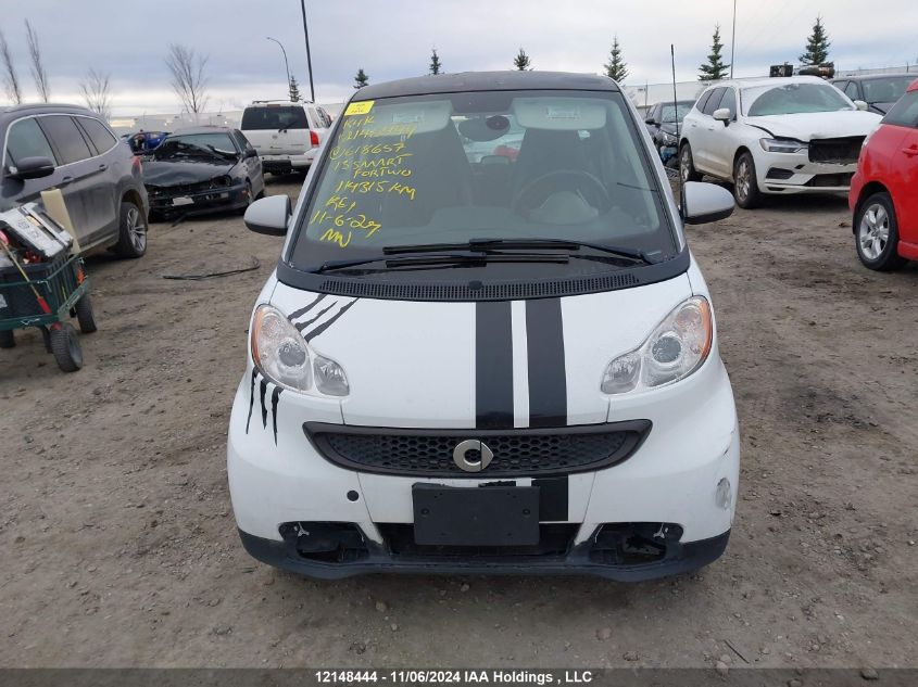 2013 Smart Fortwo VIN: WMEEJ3BAXDK618657 Lot: 12148444