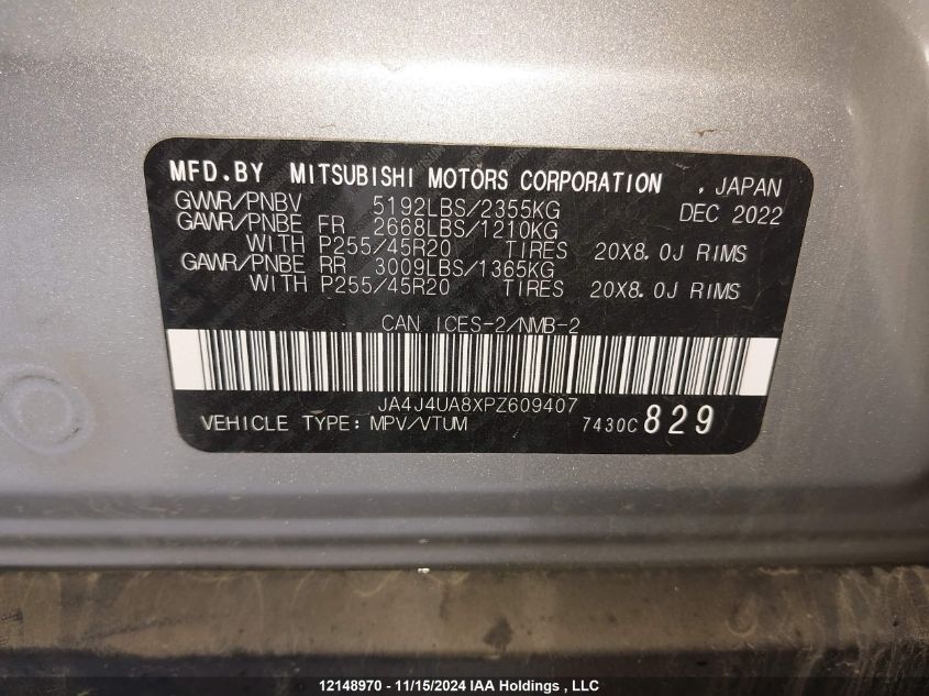 Hide VIN History Auto JA4J4UA8XPZ609407 - MITSUBISHI OUTLANDER