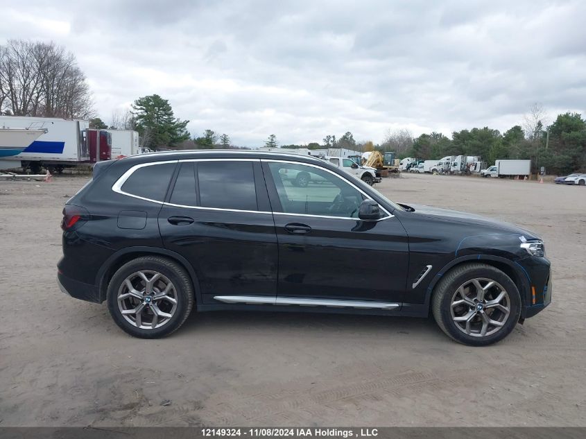 2022 BMW X3 VIN: 5UX53DP09N9L93038 Lot: 12149324