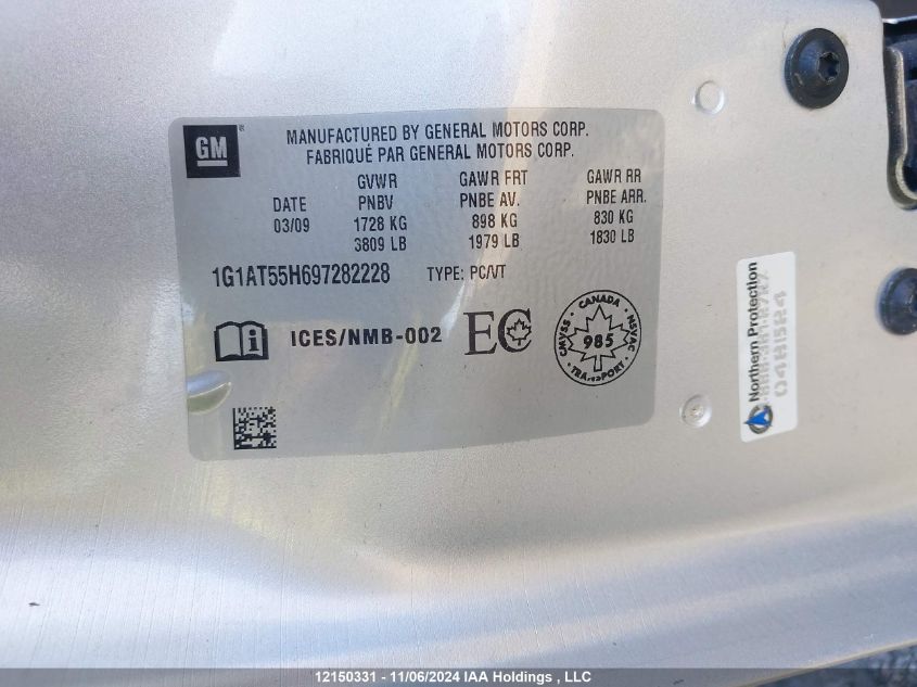 2009 Chevrolet Cobalt VIN: 1G1AT55H697282228 Lot: 12150331