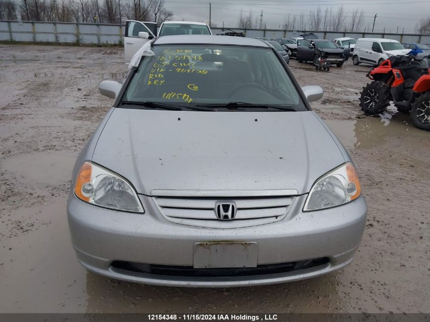 2003 Honda Civic Sdn VIN: 2HGES16603H909178 Lot: 12154348