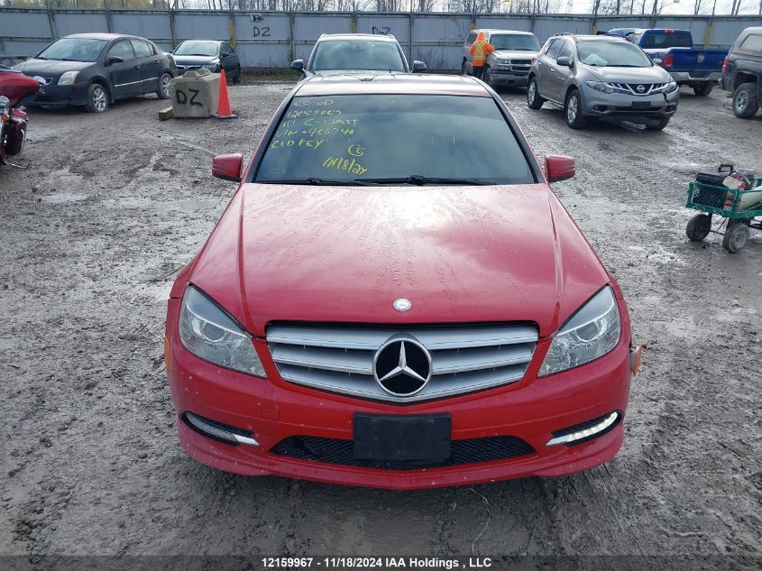 2011 Mercedes-Benz C-Class VIN: WDDGF8FB7BA488340 Lot: 12159967