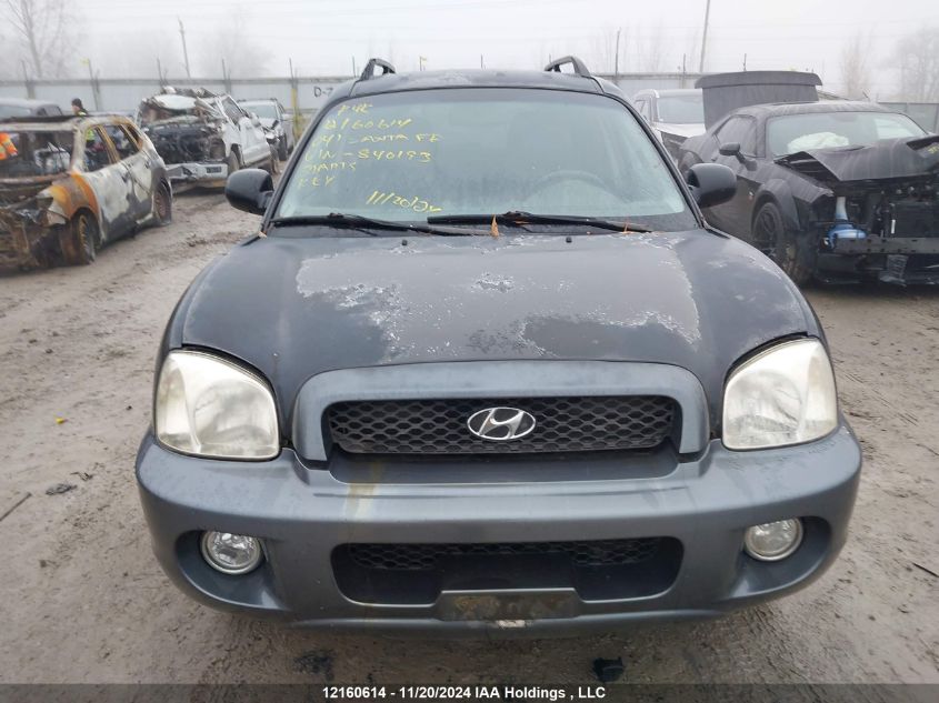 2004 Hyundai Santa Fe VIN: KM8SB73DX4U840193 Lot: 12160614