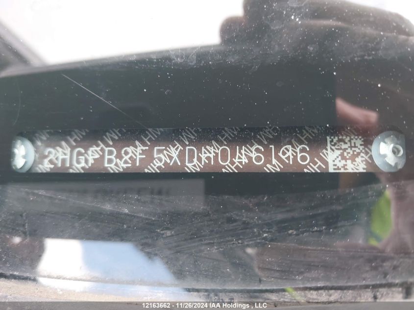 2013 Honda Civic Ex 4Dr VIN: 2HGFB2F5XDH046196 Lot: 12163662