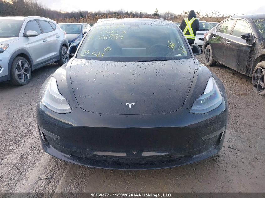 2022 Tesla Model 3 VIN: 5YJ3E1EA9NF316754 Lot: 12169377