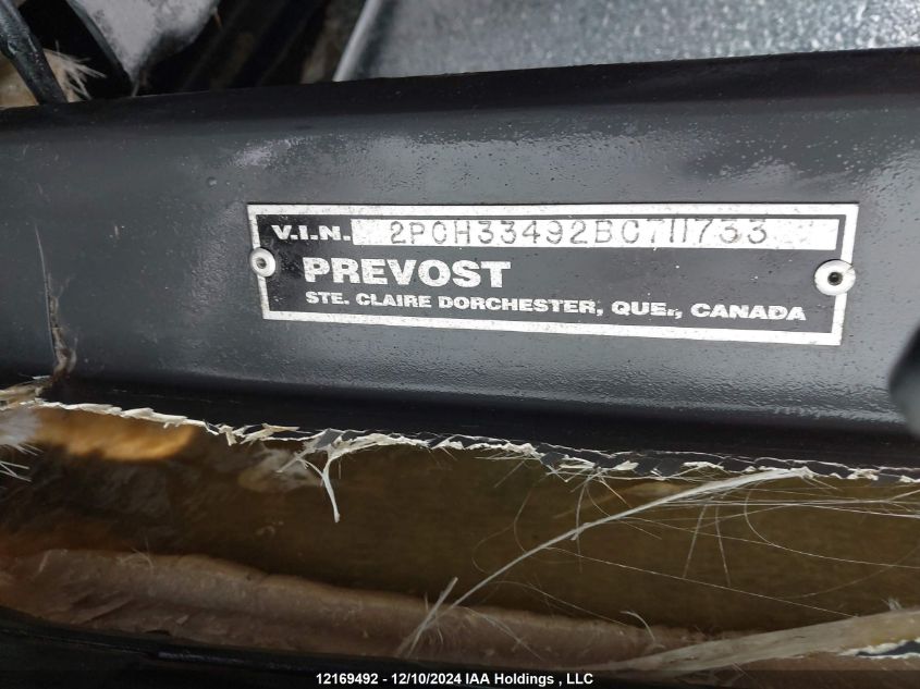 2011 Prevost Bus VIN: 2PCH33492BC711733 Lot: 12169492