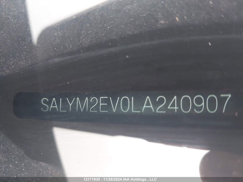 2020 Land Rover Range Rover Velar VIN: SALYM2EV0LA240907 Lot: 12171930