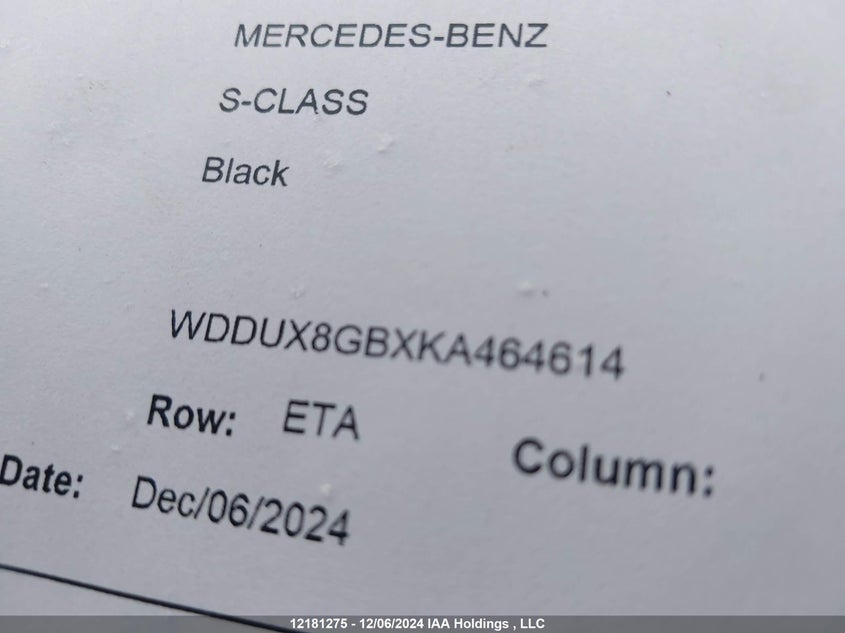 WDDUX8GBXKA464614 2019 MERCEDES-BENZ S-KLASSE photo no. 9