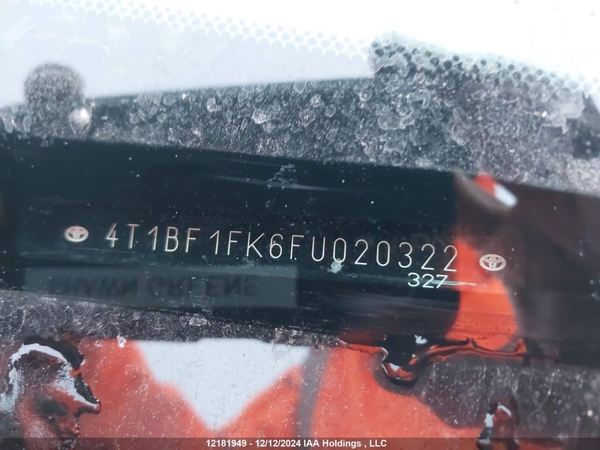 2015 Toyota Camry Le/Se/Xle/Xse VIN: 4T1BF1FK6FU020322 Lot: 12181949