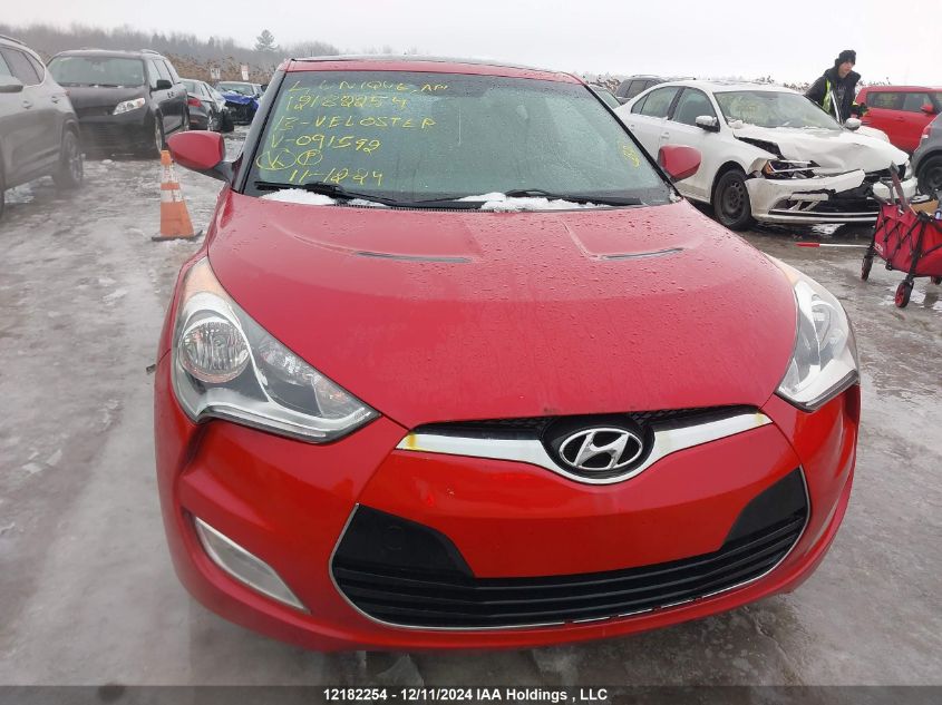 2013 Hyundai Veloster Tech VIN: KMHTC6AD5DU091592 Lot: 12182254