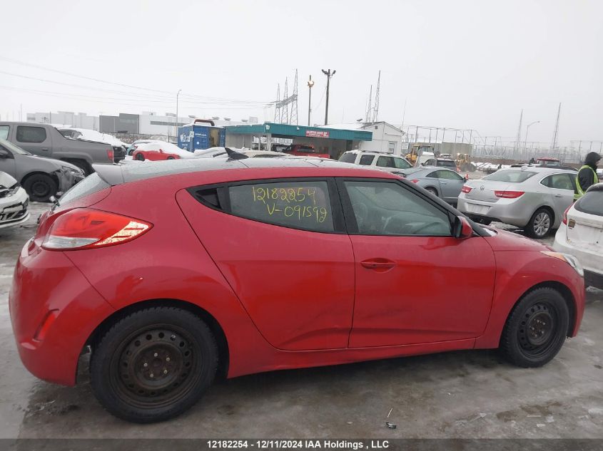 2013 Hyundai Veloster Tech VIN: KMHTC6AD5DU091592 Lot: 12182254