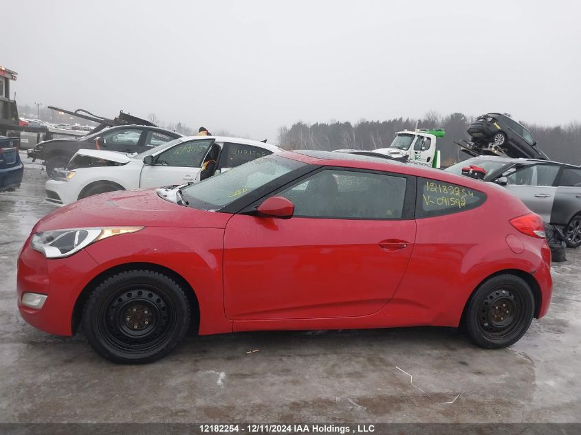 2013 Hyundai Veloster Tech VIN: KMHTC6AD5DU091592 Lot: 12182254