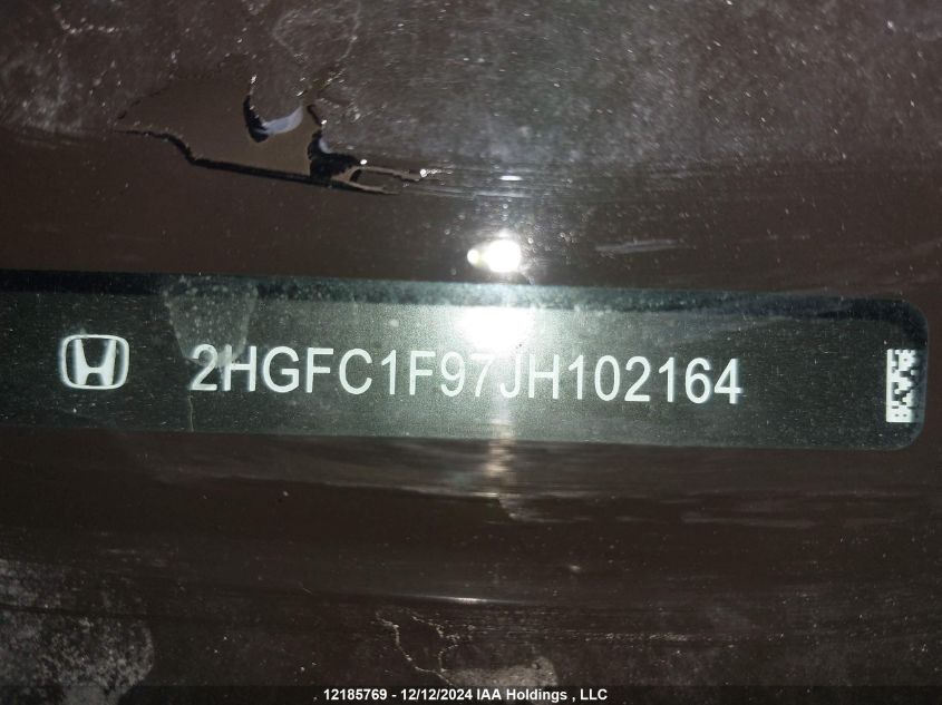 2018 Honda Civic VIN: 2HGFC1F97JH102164 Lot: 12185769