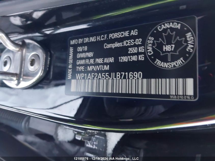 2018 Porsche Macan VIN: WP1AF2A55JLB71690 Lot: 12185876