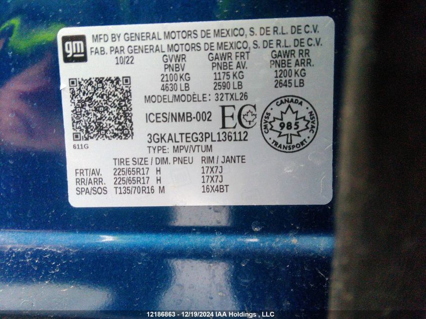 2023 GMC Terrain VIN: 3GKALTEG3PL136112 Lot: 12186863