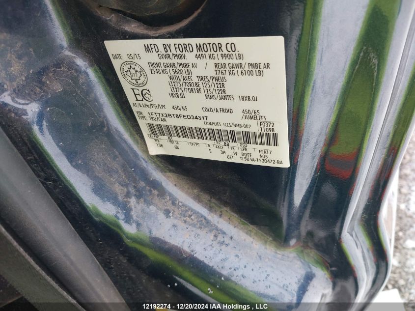 2015 Ford F-250 2015 Ford F-250 Lariat 4X4 Extended Cab Pickup VIN: 1FT7X2BT8FED34317 Lot: 14037181