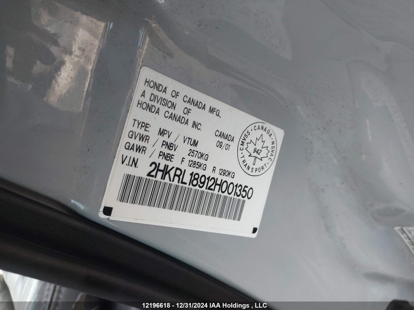 2HKRL18912H001350 2002 HONDA ODYSSEY photo no. 9