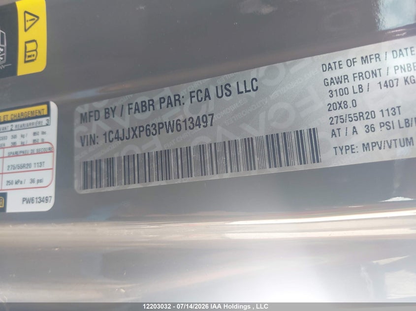 2023 Jeep Wrangler 4Xe Unlimited Sahara VIN: 1C4JJXP63PW613497 Lot: 12203032