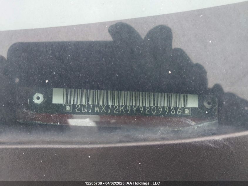 2000 Chevrolet Monte Carlo VIN: 2G1WX12K9Y9209936 Lot: 12205738