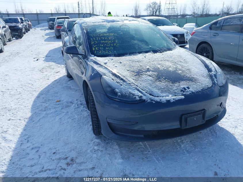 2023 Tesla Model 3 VIN: 5YJ3E1EAXPF472482 Lot: 12217237