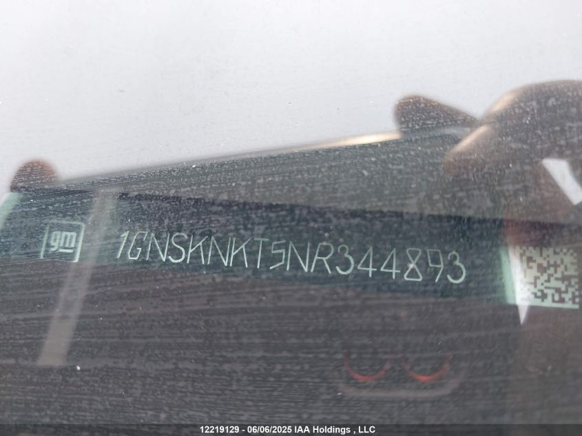 2022 Chevrolet Tahoe K1500 Lt VIN: 1GNSKNKT5NR344893 Lot: 12219129