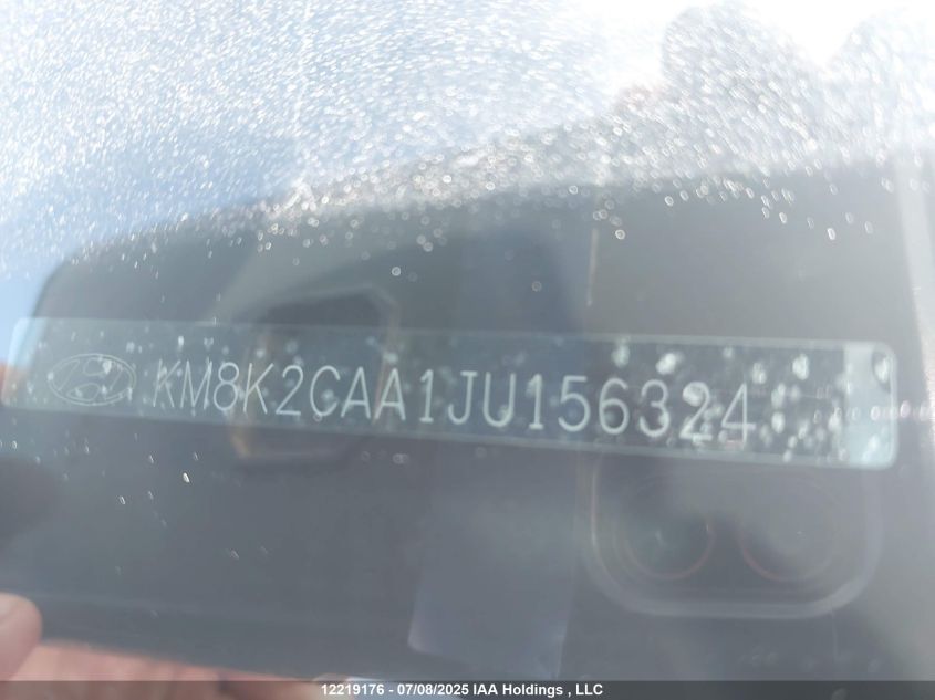 2018 Hyundai Kona 2.0L Preferred VIN: KM8K2CAA1JU156324 Lot: 12219176