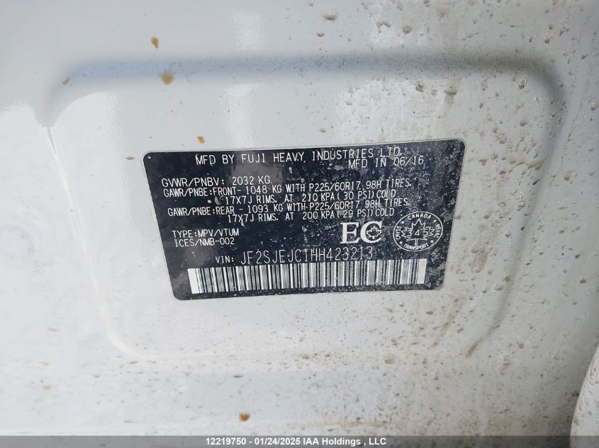 2017 Subaru Forester VIN: JF2SJEJC1HH423213 Lot: 12219750