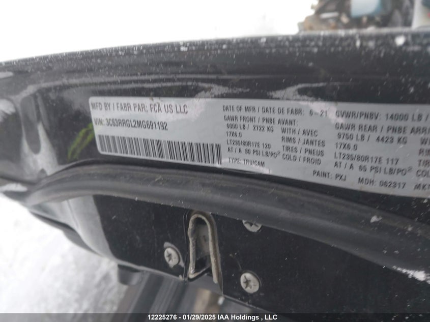 2021 Ram 3500 Tradesman VIN: 3C63RRGL2MG691192 Lot: 12225276