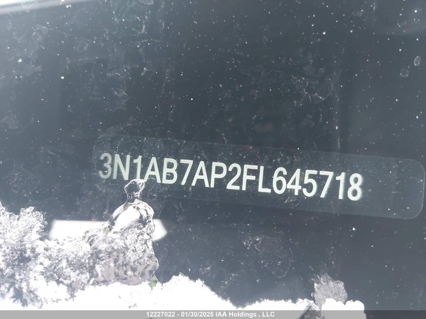 2015 Nissan Sentra 1.8 S/1.8 Sl/1.8 Sr/1.8 Sv VIN: 3N1AB7AP2FL645718 Lot: 12227022