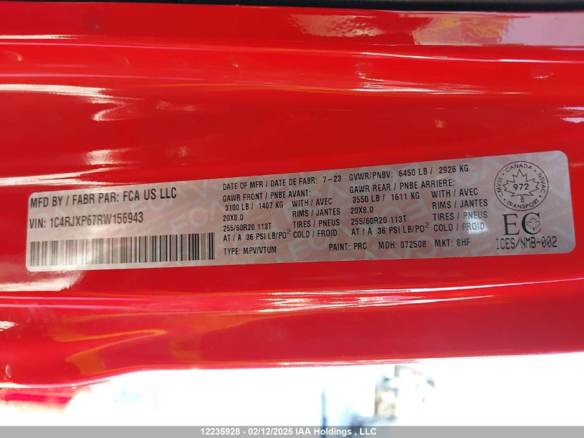 2024 Jeep Wrangler 4Xe 4-Door Sahara VIN: 1C4RJXP67RW156943 Lot: 12235928