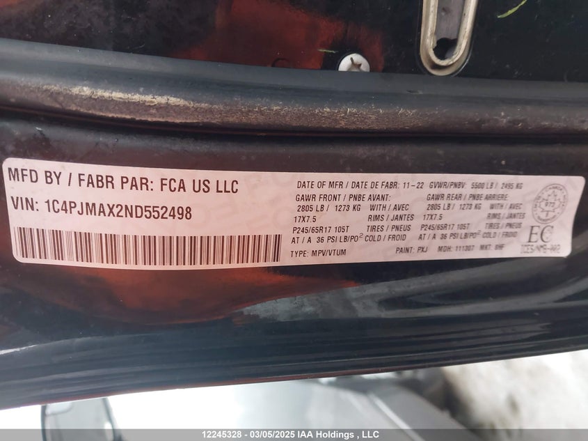 1C4PJMAX2ND552498 2022 JEEP CHEROKEE photo no. 9