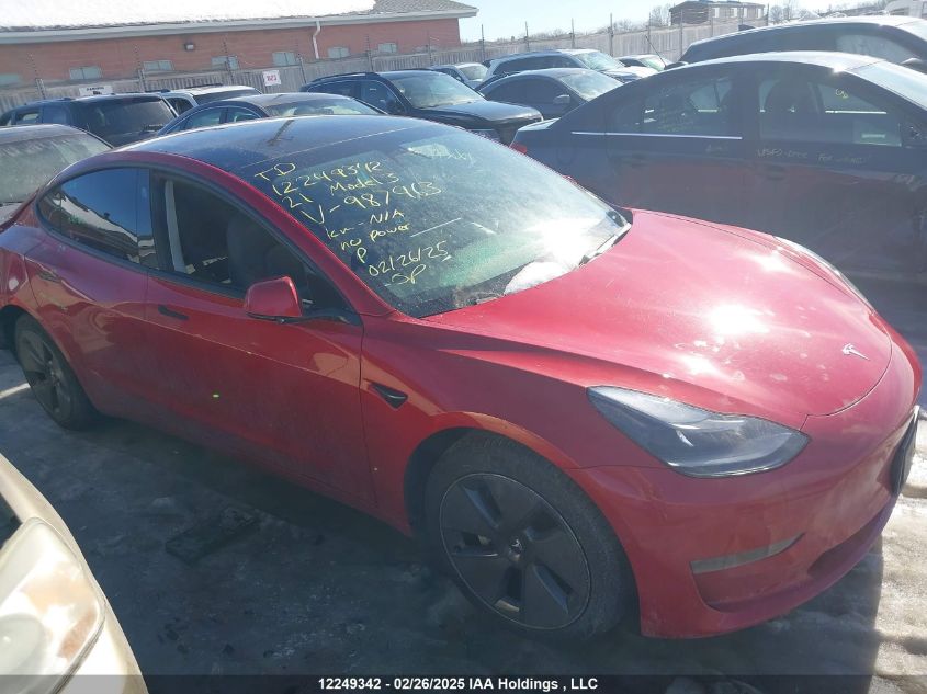 2021 Tesla Model 3 VIN: 5YJ3E1EB9MF987963 Lot: 12249342