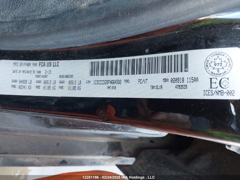 2015 Chrysler 200 S VIN: 1C3CCCDG5FN664582 Lot: 12251196