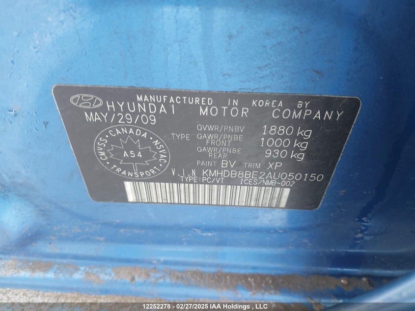 KMHDB8BE2AU050150 2010 HYUNDAI ELANTRA photo no. 9