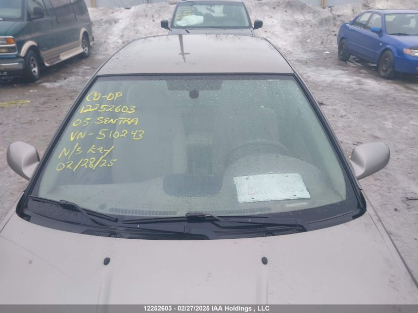 2005 Nissan Sentra VIN: 3N1CB51D65L510243 Lot: 12252603