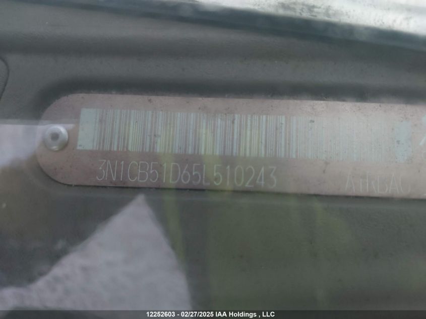 2005 Nissan Sentra VIN: 3N1CB51D65L510243 Lot: 12252603