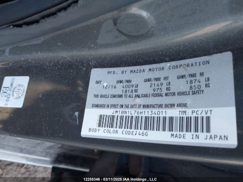 2017 Mazda Mazda3 Gs VIN: JM1BN1L76H1134011 Lot: 12255346