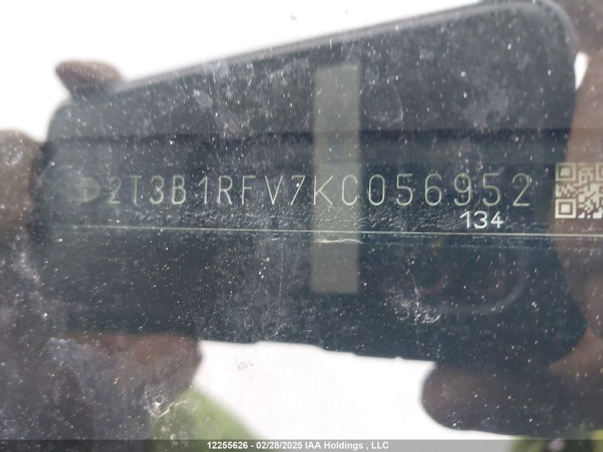 2019 Toyota Rav4 Le VIN: 2T3B1RFV7KC056952 Lot: 12255626