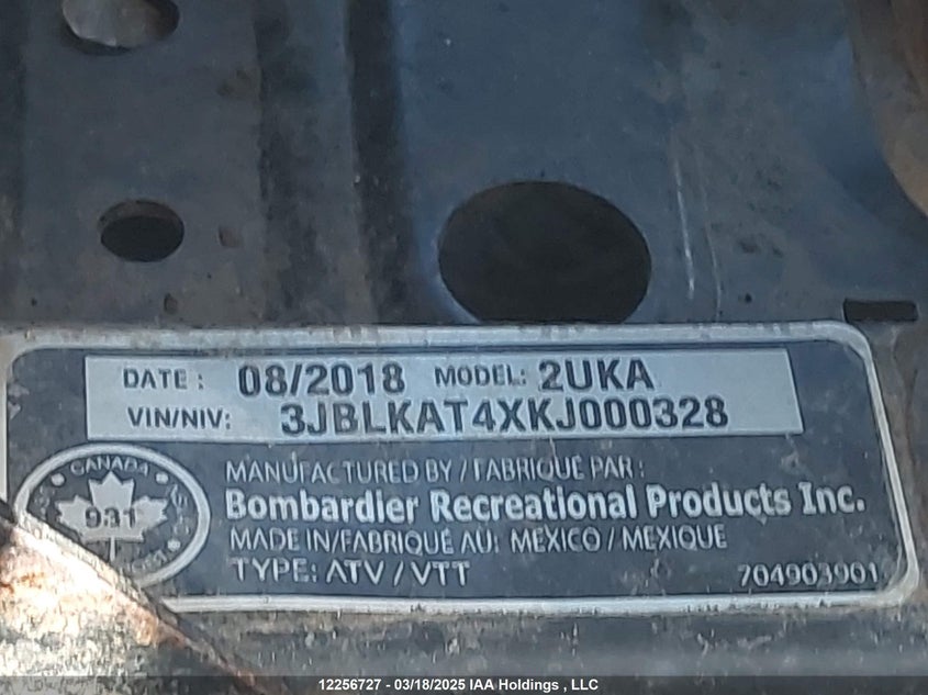 3JBLKAT4XKJ000328 2019 CAN-AM/ BRP OUTLANDER photo no. 9