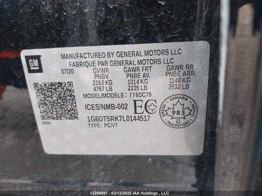 2020 Cadillac Ct5 VIN: 1G6DT5RK7L0144517 Lot: 12258097