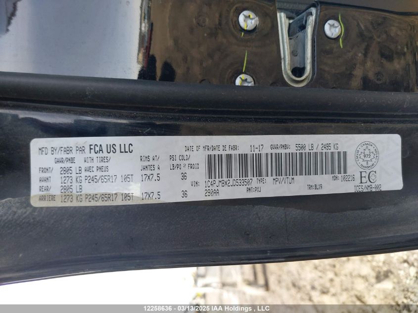 2018 Jeep Cherokee Trailhawk VIN: 1C4PJMBX2JD533507 Lot: 12258636