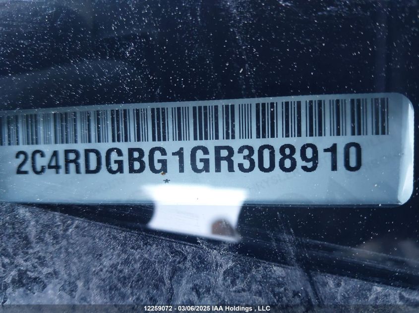2016 Dodge Grand Caravan Se/Sxt VIN: 2C4RDGBG1GR308910 Lot: 12259072