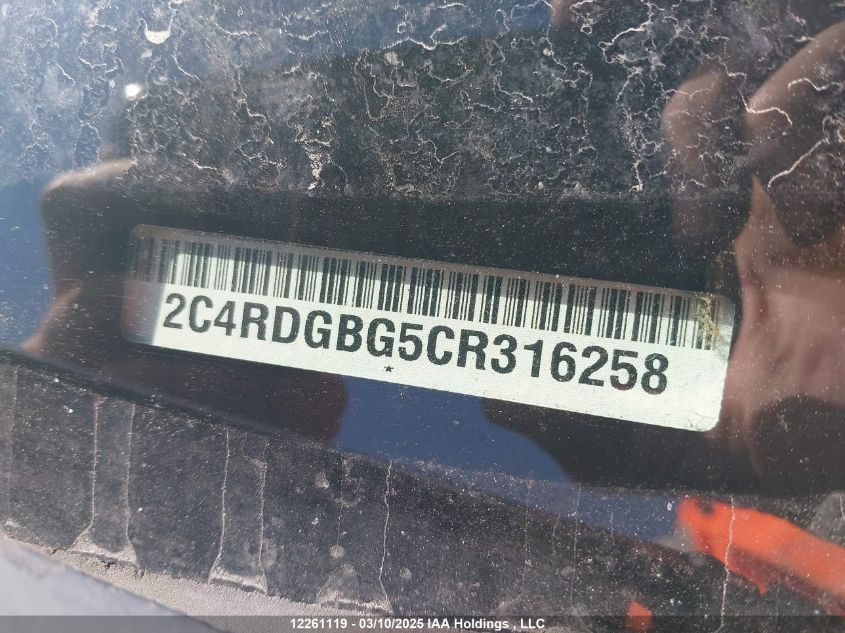 2012 Dodge Grand Caravan Se VIN: 2C4RDGBG5CR316258 Lot: 12261119