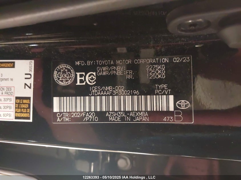 2023 Toyota Crown VIN: JTDAAAAF3P3002196 Lot: 12263393