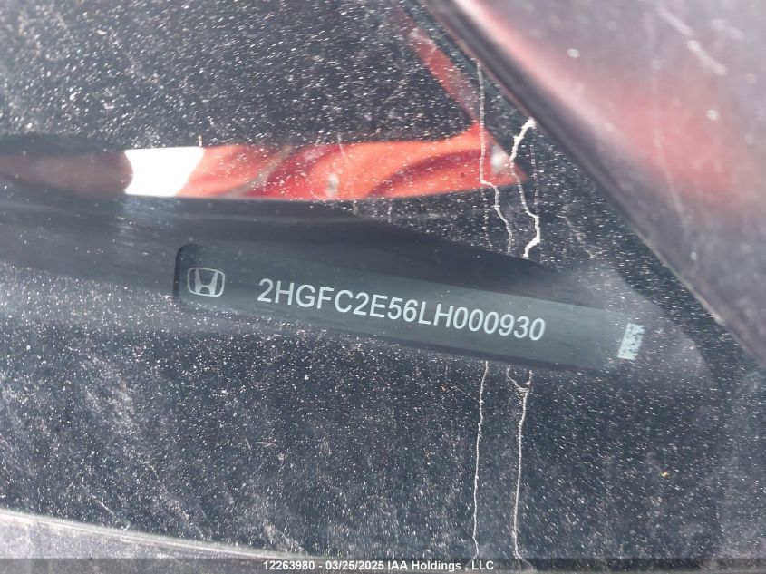 2020 Honda Civic Lx VIN: 2HGFC2E56LH000930 Lot: 12263980