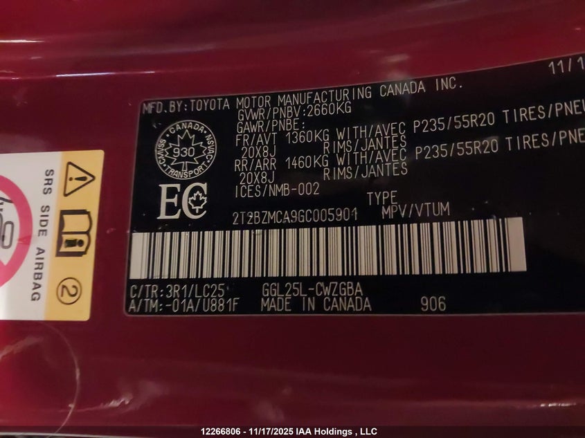 2016 Lexus Rx 350 VIN: 2T2BZMCA9GC005901 Lot: 12266806