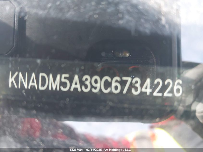 2012 Kia Rio VIN: KNADM5A39C6734226 Lot: 12267691