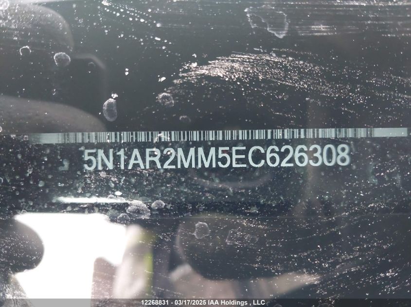 2014 Nissan Pathfinder S/Sv/Sl/Platinum VIN: 5N1AR2MM5EC626308 Lot: 12268831