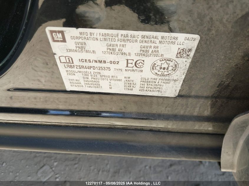 2023 Buick Envision VIN: LRBFZSR44PD125375 Lot: 12270117