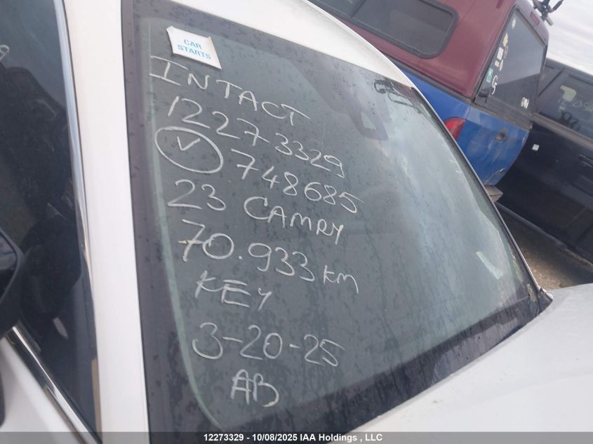 2023 Toyota Camry Se Night Shade/Se VIN: 4T1G11AK4PU748685 Lot: 12273329